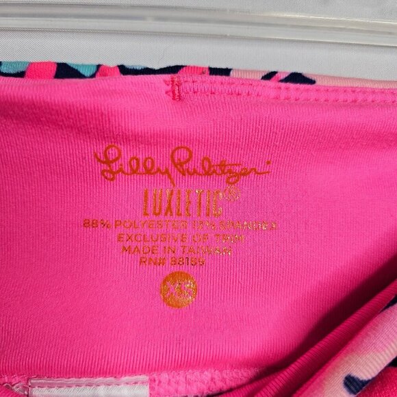 LILLY PULITZER Luxletic Leggings LOBSTAH ROLL RESORT NAVY BLUE PINK size XS 2 - Picture 5 of 6